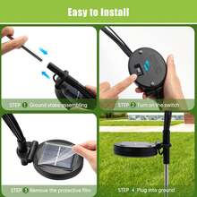 2/4-Piece Solar-Powered Firefly String Lights,8 Lights, IP65 Waterproof Rating, Solar Decorative Lighting For Patios And Yards, Outdoor Garden Path Lights,Made Of Weather-Resistant Plastic, Easy To Install (Mounting Accessories Included) - 暖白光 - 查看 8