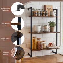 COSTWAY 3-Tier Floating Shelf For Wall, Industrial Kitchen Shelf, Wall Mounted Coffee Bar Shelving, Hanging Display Storage Rack For Living Room, Home Office And Bathroom, Rustic Brown - 1PC - View 3