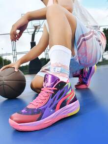 2026 Nuevas zapatillas de baloncesto versátiles, cómodas zapatillas deportivas antideslizantes para hombres, suela con sonido de fricción, zapatillas casuales para hombres con suela gruesa y elevada, domina la cancha de baloncesto y las zapatillas para correr en el parque (Nota: Suelas pintadas a mano desiguales, patrones asimétricos) - Vistoso - Ver 7