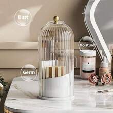 360 ° Rotating 3 Slots Toothbrush Holder With Sliding Lid, Dustproof Bathroom Countertop Organizer, Non-Slip Base Toothpaste & Makeup Brushes Storage Caddy, Space-Saving Vanity Counter Organizer For Bathroom Sink, Premium ABS Plastic Bathroom Organizer Caddy For Home, Dorm & Apartment, Multi-Use Countertop Storage Stand For Toothbrushes, Toothpaste Tubes, Cosmetic Brushes & Small Bathroom Accessories, Easy To Clean Sliding Lid Toothbrush Organizer, Stylish Bathroom Counter Storage Solution For Daily Use, Suitable For Family & Personal Use Bathroom Vanity Organizer - trắng - Xem 6