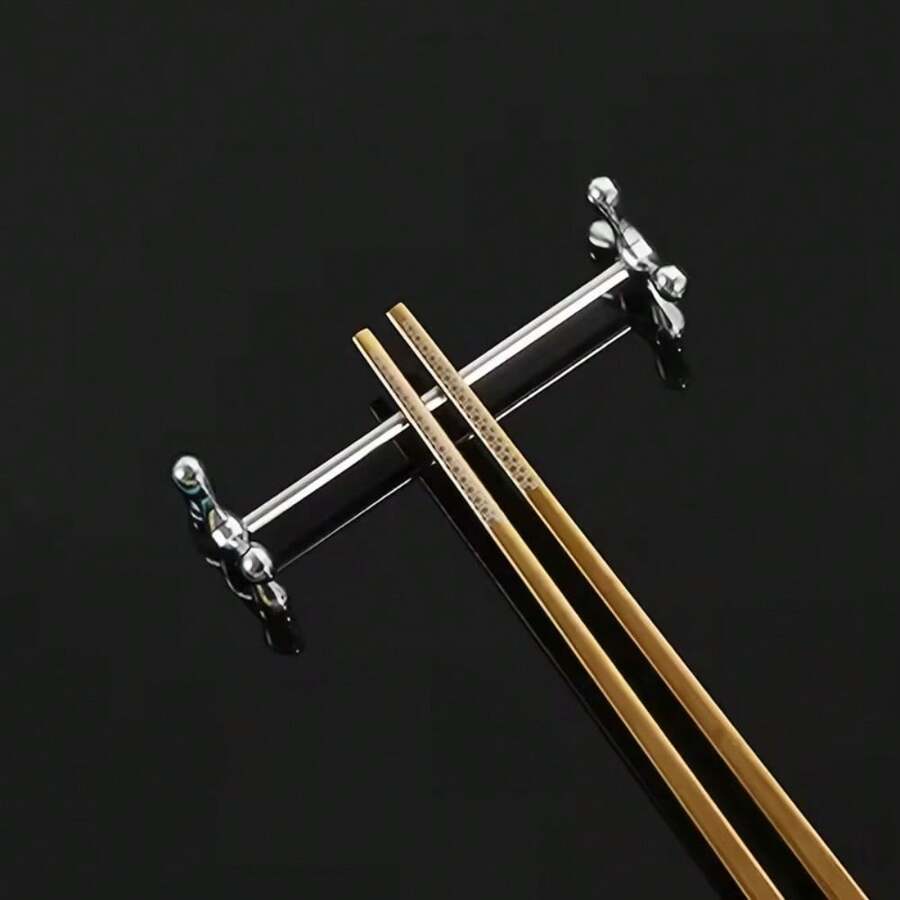 1 pieza Reposapalillos de metal mini, soporte para cuchillo, tenedor, cuchara y palillos, estilo japonés y coreano creativo con flor de ciruelo, reposapalillos multiusos, mejora el ritual de la cena, decoración de mesa, decoración de banquete de alta gama, suministros de cocina, vajilla - Multicolor - Ver 1