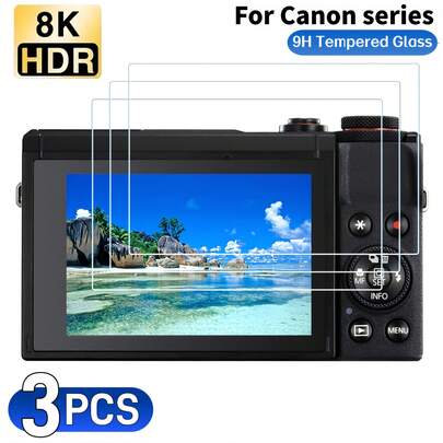3pcs Tempered Glass Camera Screen Protector, Compatible With SX740 HS/SX730 HS/R6/R6II/R7/R6 Mark II/G7X3/M200/850D/R50/R8/EOS RP/G5X2/G9X2/G7X2 | 9H Hardness, HD, Transparent, Scratch-Resistant, Fingerprint-Proof, Bubble-Free