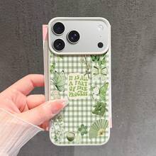Funda para Teléfono - Una elegante funda para teléfono con un fondo verde a cuadros con mariposas y flores, adecuada para iPhone 17/17Pro/17Promax/17Air/16/16Pro/16Promax/16Plus/15/15Plus/15Pro/15Promax/14/14Pro/14Promax/13/12/11.Es duradero - color - Ver 3
