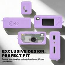Silicone Case For CHARMERA Keychain Digital Camera Blind Box, Photo Mini Keychain Camera Sleeve With Precise Cutouts & Scratch Protection - Camera NOT Included (Box Only) - Mauve Purple - View 3