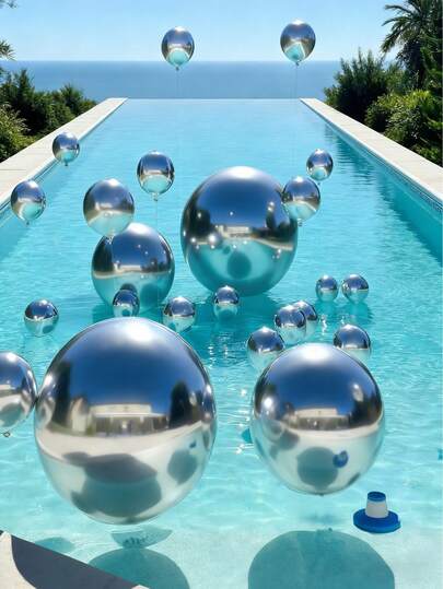 40 st. - 25 cm/40 cm/80 cm silverfärgade folieballonger med 4D-effekt, 4D runda aluminiumfolieballonger, silverfärgade 4D dubbelsidiga pappersballonger, holografiska runda folieballonger, flytande, heliumfyllda, lämpliga för rumsdekor, festdekor, bröllopsdekor, familjesammankomster, födelsedagsfest, möhippa, förlovning, årsdag, bröllop, examen, mors dag-dekoration