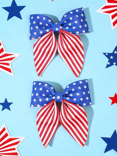 Bộ 2 kẹp tóc chủ đề ngày Quốc khánh 4 tháng 7 và Ngày Tưởng niệm, phụ kiện tóc hình cờ Mỹ, kẹp tóc bằng da PU, quà tặng ngày Quốc khánh, dễ thương cho bé gái, dự tiệc, mùa hè.