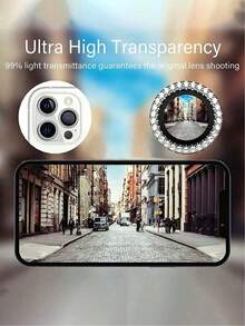 Alloy Glitter Rhinestone 3pcs Apple Camera Lens Tempered Glass Film, Metal Independent Lens Protector, Suitable For Phone Cases, Shiny Silver, Compatible With IPhone 17 Pro, 17 Pro Max, 17 Air, 16 Pro Max, 15, 14, 13, 12, 11, Mini, Plus, Pro Max Mother's Day Gift - Silver - View 5