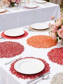 1/4/6pcs Creative PVC Gold Foil Raindrop Placemats, Suitable For Wedding Party Table Decoration, PVC Gold Foil Placemats Simple And Fashionable Table Mats, Coffee Machine Mats, Non-Slip Heat-Resistant Mats, Suitable For Wedding Party, Holiday Celebration, Picnic Camping, Birthday Banquet Table Decoration Placemats - Multicolor - View 6