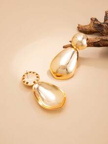 1 Đôi bông tai tròn dáng giọt nước tối giản thời trang, thích hợp cho nữ giới đeo hàng ngày, hẹn hò, tụ họp, lễ hội, làm quà tặng, tiệc tùng, kết hợp với trang sức. - Vàng - Xem 7