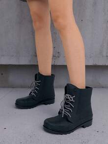 Tall Rain Boots, Fashionable Couple Style Waterproof Anti-Slip Outdoor Commuting Rain Shoes - Black - View 3