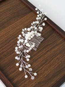 1pc Elegant Crystal Bridal Hair Comb, Minimalist Sparkling Wedding Hair Accessory For Bride,Summer,Beach,Festival,Party - White - View 5
