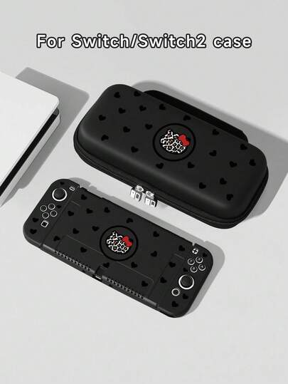 Switch2 (2025) 游戏机配件 - 1 件黑色爱心、蝴蝶结、豹纹保护壳，兼容 Switch2/Switch NS/Switch OLED/Lite，Switch2/Switch 游戏机配件全套，含收纳袋、可插入式扩展坞。Switch 玩家的最佳礼物