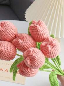 5 Stücke handgefertigte gehäkelte Tulpen Topfpflanzen, geeignet als Tischmittelpunkt Dekoration, Hochzeitsdekoration oder als ideales gehäkeltes Blumenstrauß Geschenk für Freunde, Familie oder Mutter - Verschiedenfarbig - Übersicht 2