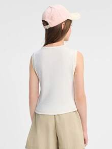 Balabala Áo tank top cho bé gái năm 2026, áo thun cotton không tay, thoáng khí, nhẹ, kiểu dáng preppy mùa hè thường ngày. - Benbai - Xem 3