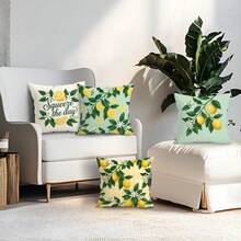 Bộ 4 vỏ gối trang trí in một mặt chủ đề chanh và màu đào, chất liệu nhung 100% polyester, thích hợp trang trí phòng khách, sofa và phòng ngủ, không kèm ruột gối, kích thước 40x40cm/45x45cm/50x50cm. - Nhiều màu 01 - Xem 9