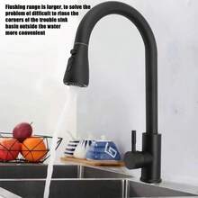 360° Kitchen Sink Mixer Taps Pull Out Spout Spray Single Lever Modern Mono Tap - Black - View 4