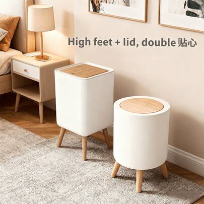 2.6 Gallon And 0.5 Gallon Square Plastic Trash Can With Lid And Pedal, Odor-Proof Sealed, Suitable For Bedroom, Bathroom, Living Room, Office And Kitchen