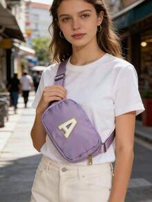 Letter A Pattern Women's Waist Bag Nylon Crossbody Chest Bag For Travel & Daily Use - Multicolor - View 27