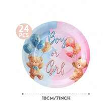 Gender Reveal Party Supplies Set, Gender Reveal Cake Plates, 7/9 Inch Gender Reveal Party Disposable Paper Plates And Napkins, Suitable For Pink And Blue Gender Reveal Decorations - Multicolor - View 6