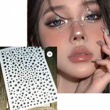 1/2sheets Face Gems Jewels, Face Rhinestone Round/Waterdrop/Angel's Tears,Festival Party Make Up,Makeup Party - White - View 9