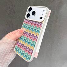 Funda para Teléfono - Una funda de alta gama y a la moda con diseño de zigzags coloridos y tonos suaves, adecuada para iPhone 17/17Pro/17Promax/17Air/16/16Pro/16Promax/16Plus/15/15Plus/15Pro/15Promax/14/14Pro/14Promax/13/12/11.Es duradero y estéticamente agradable. - color - Ver 5
