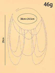1件新款多层流苏肩链，简约奢华水晶身体链，优雅新娘婚纱晚礼服配饰 - 銀色 - 查看 2