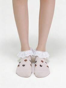 1/5 Đôi tất thuyền mùa xuân/hè miệng nông mỏng nhẹ viền bèo thoáng khí - Nhiều màu - Xem 13