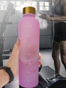 1件 1000ML 戶外運動水瓶，男女通用，黑色高吸引力漸層色水杯，大容量塑膠便攜水杯，適合戶外健身露營旅行便攜杯 - 淡紫色2 - 查看 3