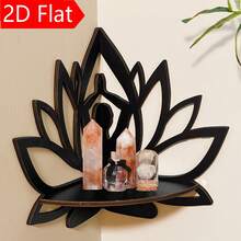 1pc Multi-Functional Corner Shelf, Lotus Yoga Shaped Wooden Wall Rack, Wall Mounted Storage Rack - Suitable For Lotus Meditation Room Decor, Wooden Hanging Rack With Zen Art, Yoga Studio Women's Space Storage, Space Saving - View 5