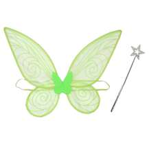 2 piezas Elegante set de alas de mariposa arcoíris para cosplay, alas de hada ángel con varita mágica de estrella, accesorios de disfraz encantadores para escenario, festival y fiesta - Multicolor - Ver 11