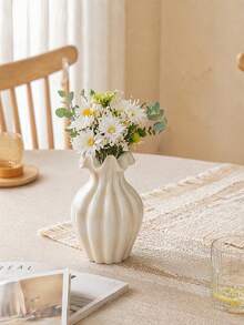 1pc Modern Minimalist Wavy Rim Flower Vase, Suitable For Living Room, Shelves And Tabletop Decor - Multicolor - View 6
