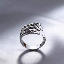 Anillo abierto de garra de dragón oscuro punk para hombres, adecuado para uso diario - Negro - Ver 6