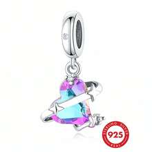 1pc 925 Sterling Silver Ombre Zirconia Star & Heart Pendant, Unisex Cosmic Romantic Jewelry Gift - Silver - View 1