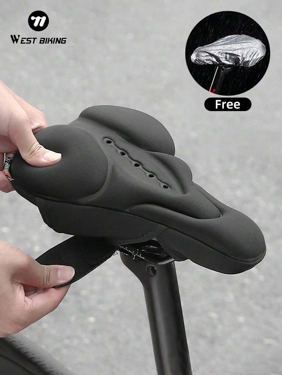1件装 WEST BIKING 山地自行车 3D 座垫套，加厚硅胶泡沫减压透气鞍座套，适用于自行车 - 彩色 - 查看 1