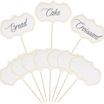 Dụng cụ đánh dấu pho mát, phụ kiện khay đồ nguội, 24 nhãn thực phẩm cho tiệc buffet, cờ tăm trống, phụ kiện trang trí bánh, que cắm cupcake bảng phấn cho tiệc cưới, sinh nhật, màu trắng