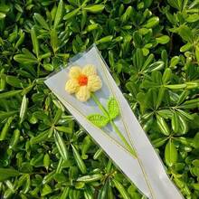 6朵手工钩编泡泡花，人造编织花，笑脸编织仿真花，永生花，适合作为圣诞节、生日、婚礼、毕业典礼、教师节的礼物，以及餐厅、房间、卧室的家居装饰，节日礼物和万圣节装饰。 - 彩色 - 查看 11