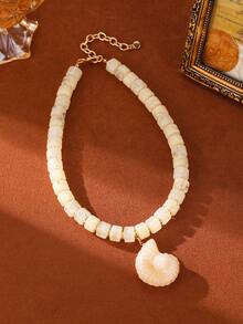 2026 Summer Bohemian Style Beaded Seashell Pendant Necklace Set, Chunky Resin Bead Choker Necklace, Suitable For Women Beach Holiday Party Gift - Conch Beaded Necklace - View 14