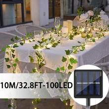 1pc 2m/6.56ft, 5m/16.4ft, 10m/32.8ft Solar Powered Green Leaf Vine Lights, Outdoor LED Green Leaf Lights, Ivy Fairy Lights, Suitable For Living Room, Bedroom, Patio, Shop, Bar, Wedding, Garden, Wall, Yard, Party Decor, Autumn Decor, Home Decor, Outdoor Decor - Solar-powered Green Leaf String Lights - View 12
