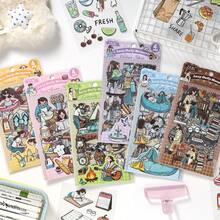 6pcs Cute Lifestyle Theme Stickers, Casual Girl Daily Moment Stickers For Scrapbooking, Diary, Card Making - MHSJC - View 3