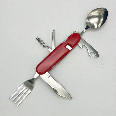 Stainless Steel Portable Folding Knife, Fork, Spoon Multi-Function Outdoor Camping Cutlery Set, Detachable