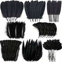 MARFOREVER 320 PCS Halloween Black Feathers Bulk, 8 Styles Assorted Mixed Natural Feathers Black Goose Feathers For DIY Crafts Dream Catcher Wedding Home Holiday Party Halloween Costume Decorations - Đen - Xem 1