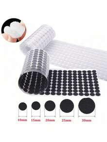 30对/50对/100对黑色或白色自粘圆形魔术贴，点状胶粘钩环，透明圆形粘胶底座，双面强力魔术贴，适用于学校教室幼儿园静音书、办公室、家庭等场所。 - 多款式 - 查看 6