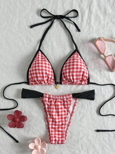 Đồ bơi nữ, bikini đi nghỉ mát và dễ thương, họa tiết chấm bi đỏ trắng cổ điển, trang phục đi biển mùa xuân hè cho phụ nữ, trang phục đi chơi, lễ hội âm nhạc, kỳ nghỉ, trang phục cô dâu, váy dự đám cưới ngoài trời, bộ đồ thanh lịch SS26 mùa hè/phong cách phương Tây dành cho nữ/đi club/nghỉ mát, đồ bơi đi biển.