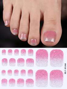5pcs Gradient Glitter Minimalist Elegant Design Full Coverage Nail Stickers, Adhesive Nail Art Decor Suitable For Toes - Multicolor - View 6