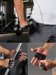 VBOSI 1 par de guantes ligeros de gimnasio unisex de 4 dedos - Agarre mejorado para entrenamientos y entrenamiento de fuerza - Rosa - Ver 5