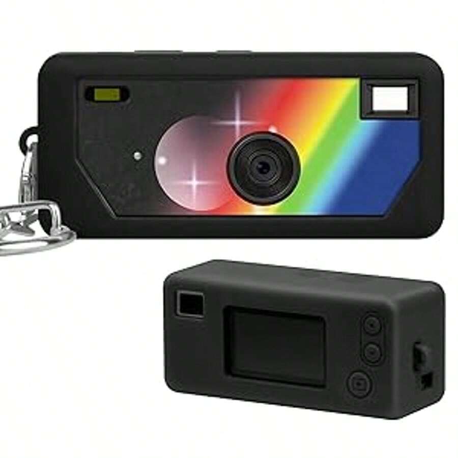 Funda de silicona para la cámara digital de llavero CHARMERA, caja ciega - Funda de llavero para mini cámara fotográfica con recortes precisos y protección contra arañazos - Cámara NO incluida (solo la caja) - Negro - Ver 1