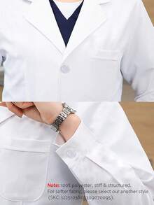 Áo khoác phòng thí nghiệm nữ - Cổ tay áo có nút điều chỉnh, chất liệu không xuyên thấu, dáng ôm vừa vặn, có thể giặt máy, thiết kế nhiều túi, phù hợp cho bác sĩ, thực tập sinh và phòng thí nghiệm bệnh viện. Màu trắng, mùa xuân. - trắng - Xem 4