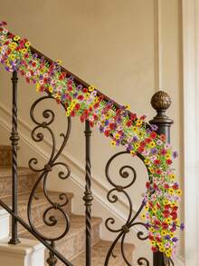 1pc UV Resistant Artificial Hanging Vine, Eucalyptus & Violet Silk Flower Garland For Indoor Outdoor Wedding Home Party Decoration,Spring Outings, Mother's Day,Graduation Season - Multicolor - View 10