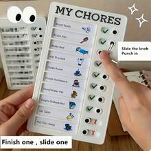 1pc Sliding Daily Routine Checklist Planner Board, Reusable Self-Discipline Tracker, DIY Detachable Daily Task Board, Suitable For School, Home Or Office - Square - View 3