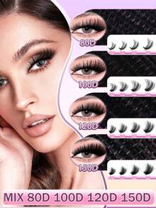 Queenice 660/700PCS D Curl Individual Lash Clusters 60D/80D/100D/120D/150D, Dense Natural Fluffy, Beginner-Friendly, High-Capacity Lash Book, Suitable For Various Makeup Looks, Long-Lasting False Eyelashes, Women's Lash Cluster Gift - D - View 4